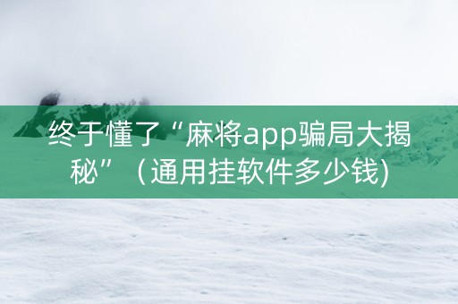 终于懂了“麻将app骗局大揭秘”（通用挂软件多少钱)