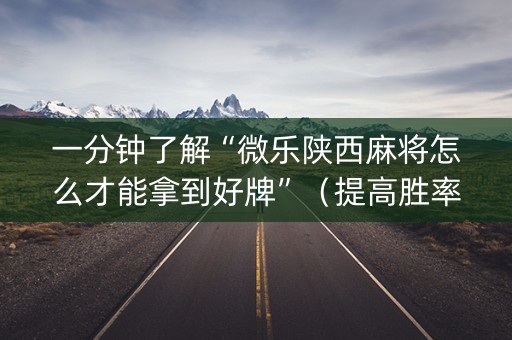 一分钟了解“微乐陕西麻将怎么才能拿到好牌”（提高胜率软件)