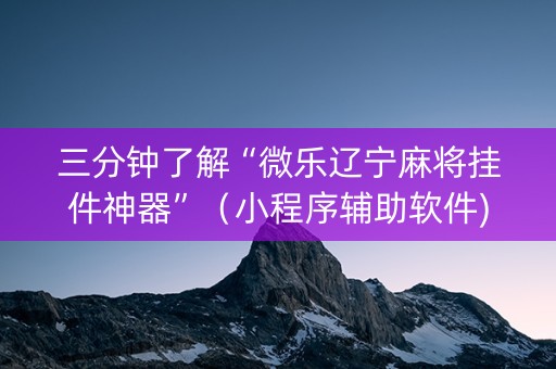 三分钟了解“微乐辽宁麻将挂件神器”（小程序辅助软件)