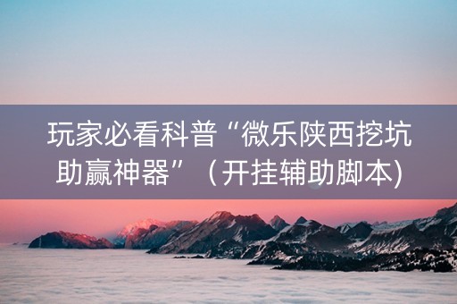 玩家必看科普“微乐陕西挖坑助赢神器”（开挂辅助脚本)