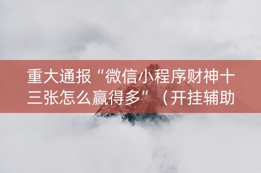 重大通报“微信小程序财神十三张怎么赢得多”（开挂辅助插件)