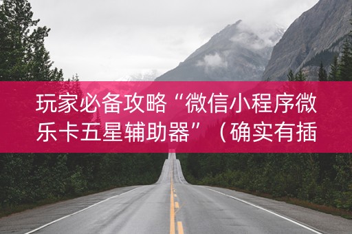 玩家必备攻略“微信小程序微乐卡五星辅助器”（确实有插件吗)