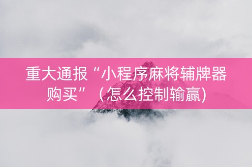 重大通报“小程序麻将辅牌器购买”（怎么控制输赢)