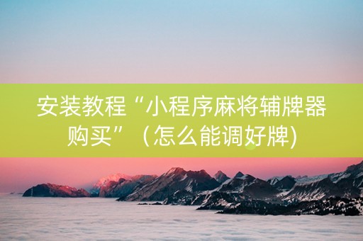 安装教程“小程序麻将辅牌器购买”（怎么能调好牌)