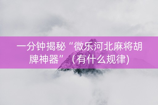 一分钟揭秘“微乐河北麻将胡牌神器”（有什么规律)