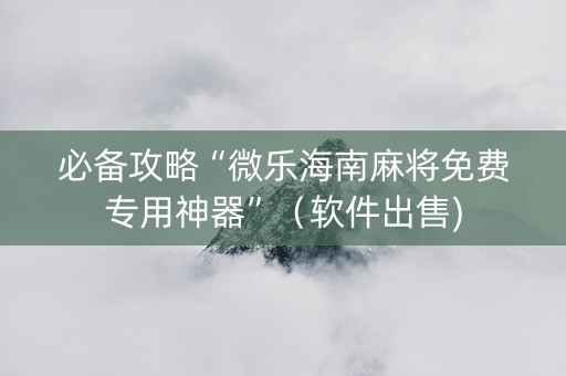 必备攻略“微乐海南麻将免费专用神器”（软件出售)