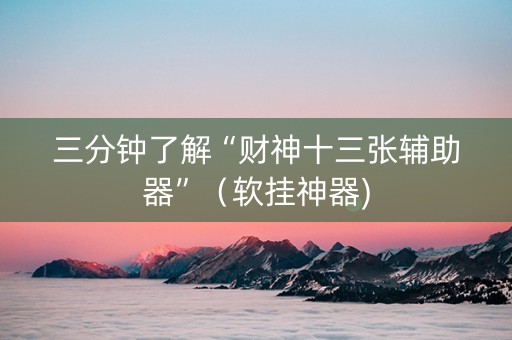三分钟了解“财神十三张辅助器”（软挂神器)