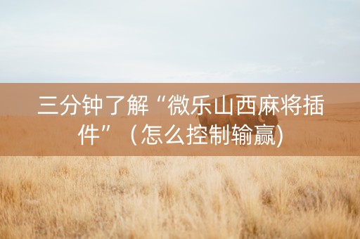 三分钟了解“微乐山西麻将插件”（怎么控制输赢)