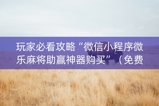 玩家必看攻略“微信小程序微乐麻将助赢神器购买”（免费辅助)