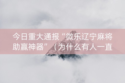 今日重大通报“微乐辽宁麻将助赢神器”（为什么有人一直赢)