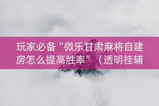 玩家必备“微乐甘肃麻将自建房怎么提高胜率”（透明挂辅助器)