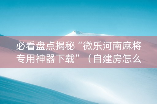 必看盘点揭秘“微乐河南麻将专用神器下载”（自建房怎么拿好牌)