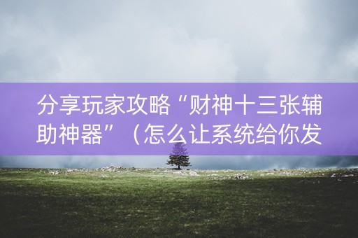 分享玩家攻略“财神十三张辅助神器”（怎么让系统给你发好牌)