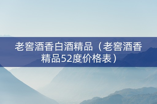 老窖酒香白酒精品（老窖酒香精品52度价格表）