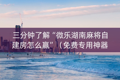 三分钟了解“微乐湖南麻将自建房怎么赢”（免费专用神器)