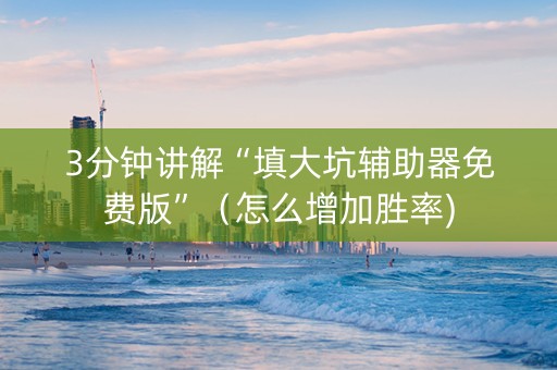 3分钟讲解“填大坑辅助器免费版”（怎么增加胜率)