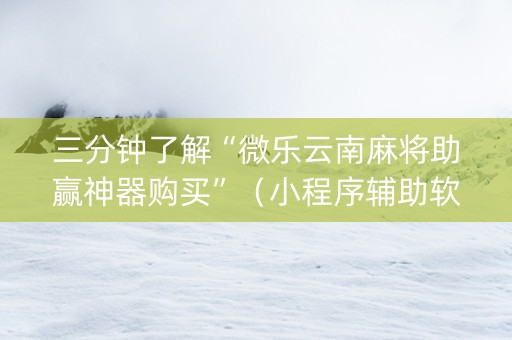 三分钟了解“微乐云南麻将助赢神器购买”（小程序辅助软件)