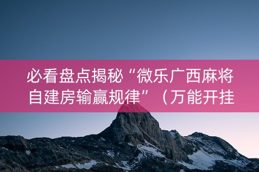 必看盘点揭秘“微乐广西麻将自建房输赢规律”（万能开挂器)