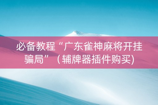 必备教程“广东雀神麻将开挂骗局”（辅牌器插件购买)