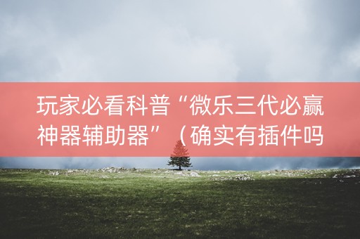 玩家必看科普“微乐三代必赢神器辅助器”（确实有插件吗)