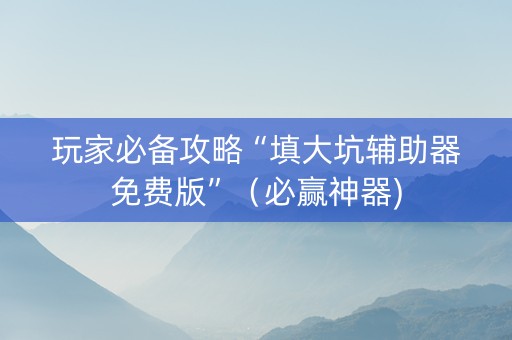 玩家必备攻略“填大坑辅助器免费版”（必赢神器)