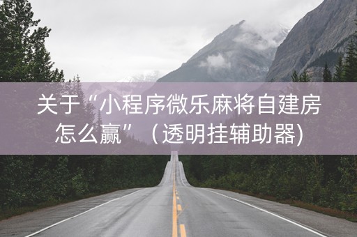关于“小程序微乐麻将自建房怎么赢”（透明挂辅助器)
