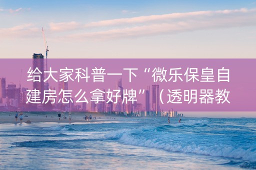给大家科普一下“微乐保皇自建房怎么拿好牌”（透明器教程)