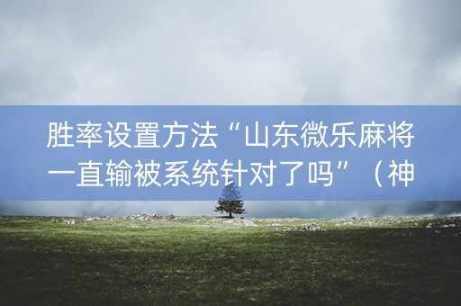 胜率设置方法“山东微乐麻将一直输被系统针对了吗”（神器最新免费)