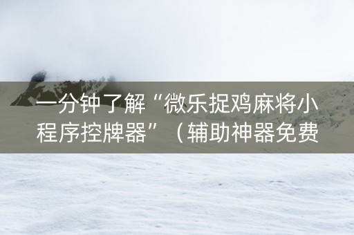 一分钟了解“微乐捉鸡麻将小程序控牌器”（辅助神器免费)