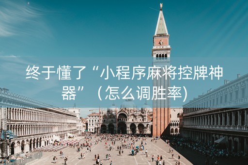 终于懂了“小程序麻将控牌神器”（怎么调胜率)