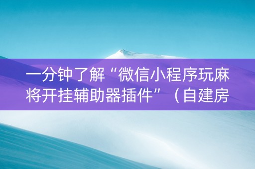 一分钟了解“微信小程序玩麻将开挂辅助器插件”（自建房怎么赢)
