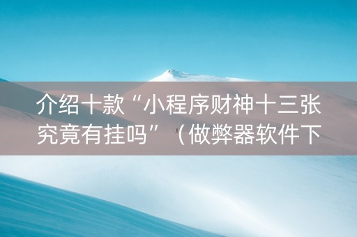 介绍十款“小程序财神十三张究竟有挂吗”（做弊器软件下载)