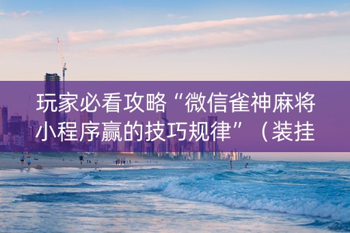 玩家必看攻略“微信雀神麻将小程序赢的技巧规律”（装挂怎么安装)