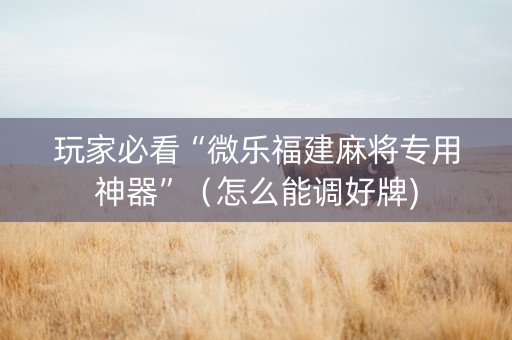 玩家必看“微乐福建麻将专用神器”（怎么能调好牌)