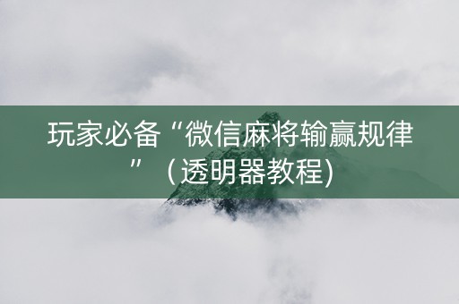 玩家必备“微信麻将输赢规律”（透明器教程)