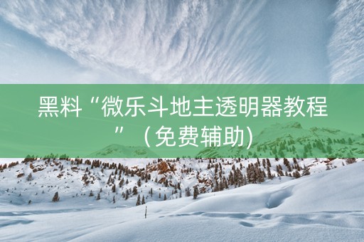黑料“微乐斗地主透明器教程”（免费辅助)