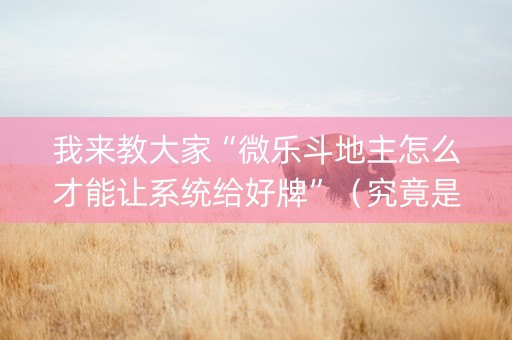 我来教大家“微乐斗地主怎么才能让系统给好牌”（究竟是不是有挂)