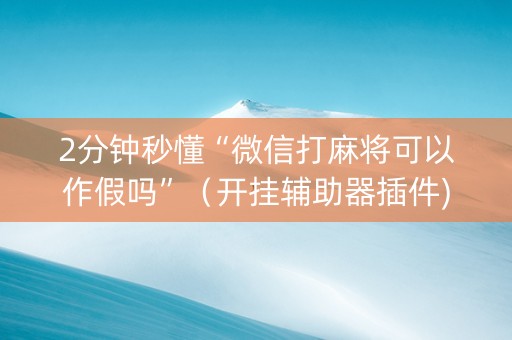2分钟秒懂“微信打麻将可以作假吗”（开挂辅助器插件)