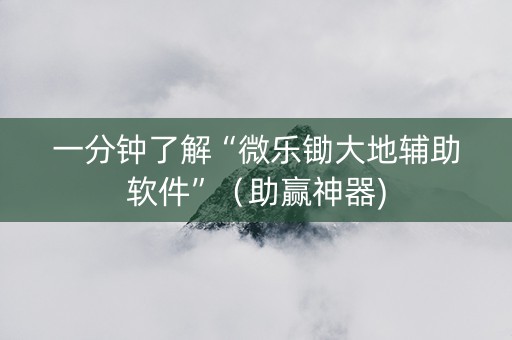 一分钟了解“微乐锄大地辅助软件”（助赢神器)