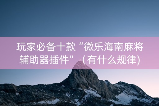 玩家必备十款“微乐海南麻将辅助器插件”（有什么规律)