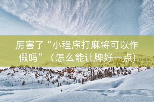 厉害了“小程序打麻将可以作假吗”（怎么能让牌好一点)