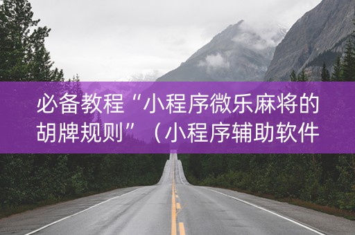 必备教程“小程序微乐麻将的胡牌规则”（小程序辅助软件)