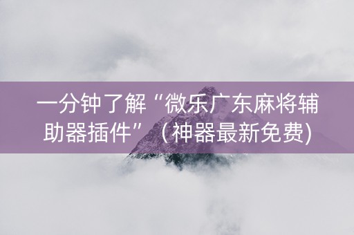 一分钟了解“微乐广东麻将辅助器插件”（神器最新免费)