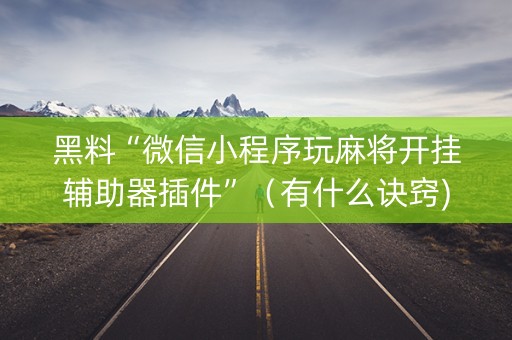 黑料“微信小程序玩麻将开挂辅助器插件”（有什么诀窍)