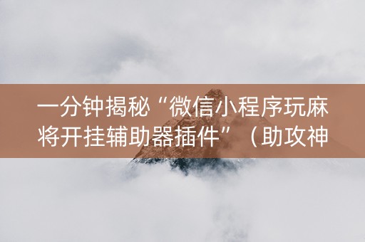 一分钟揭秘“微信小程序玩麻将开挂辅助器插件”（助攻神器)