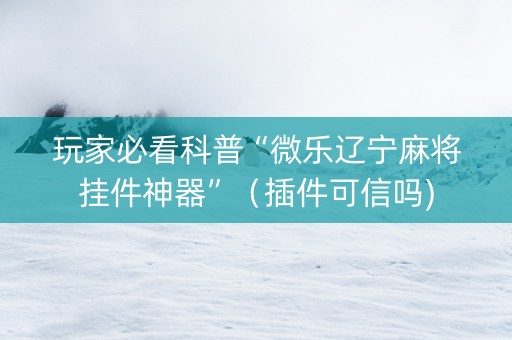 玩家必看科普“微乐辽宁麻将挂件神器”（插件可信吗)