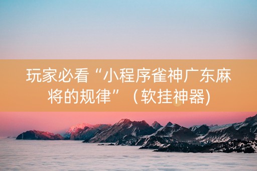 玩家必看“小程序雀神广东麻将的规律”（软挂神器)