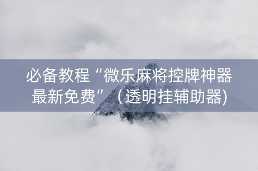 必备教程“微乐麻将控牌神器最新免费”（透明挂辅助器)