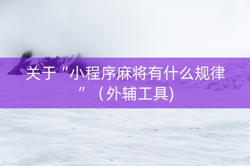 关于“小程序麻将有什么规律”（外辅工具)