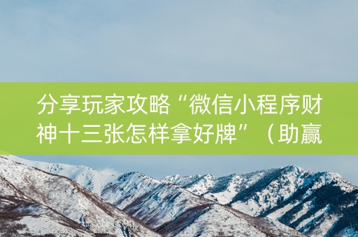分享玩家攻略“微信小程序财神十三张怎样拿好牌”（助赢神器购买)